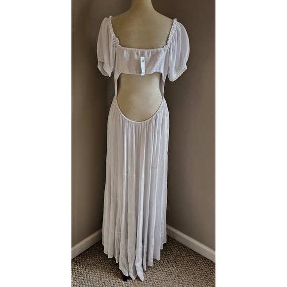 Hollister Womens XL White Tiered Maxi Dress NWT Viscose Milkmaid Puff Sleeve - Picture 2 of 13